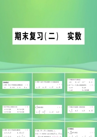 (江西专用)八年级数学上册 期末复习(二)实数作业课件 (新版)北师大版 课件