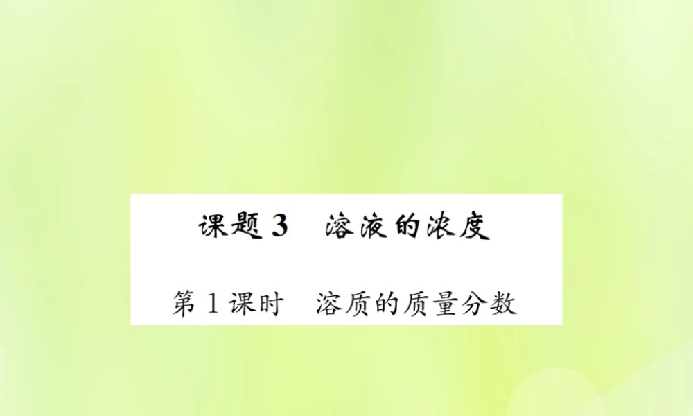 九年级化学下册 第九单元 溶液 课题3 第1课时 溶质的质量分数复习课件 (新版)新人教版 课件