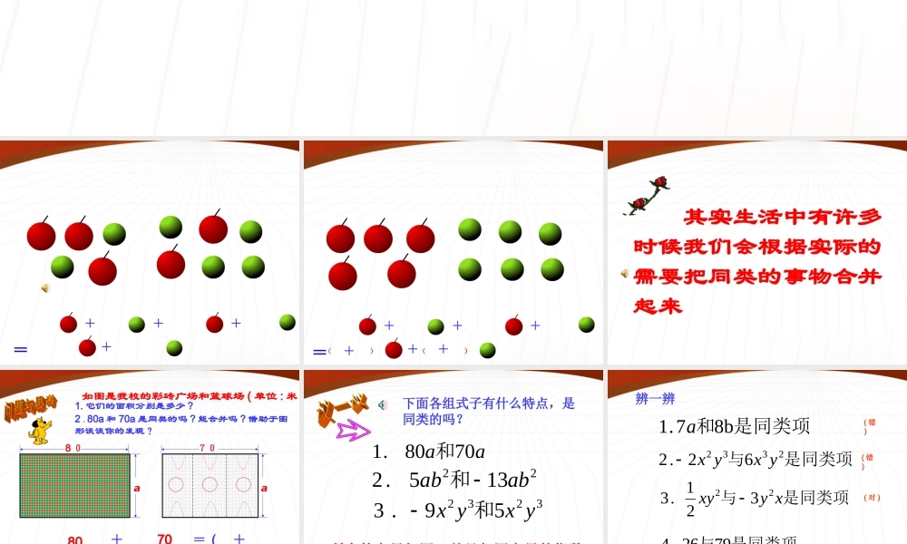 七年级数学上册 合并同类项课件 苏科版 课件