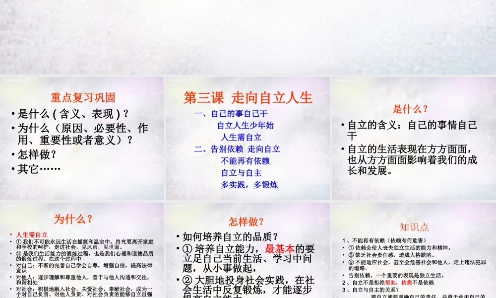 七年级政治下册 第二单元 做自立自强的人复习课件 新人教版 课件