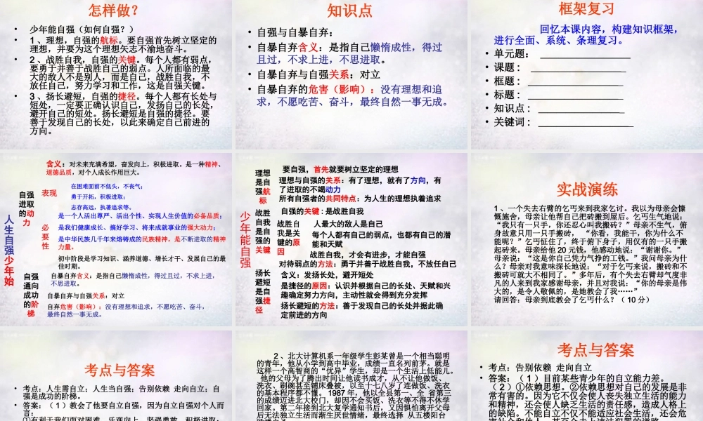 七年级政治下册 第二单元 做自立自强的人复习课件 新人教版 课件