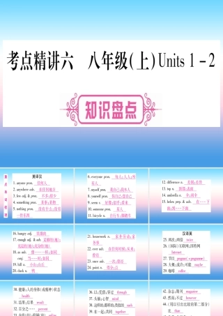 (湖北专用版)版中考英语复习 第一篇 教材系统复习 考点精讲六 八上 Units 1 2实用课件