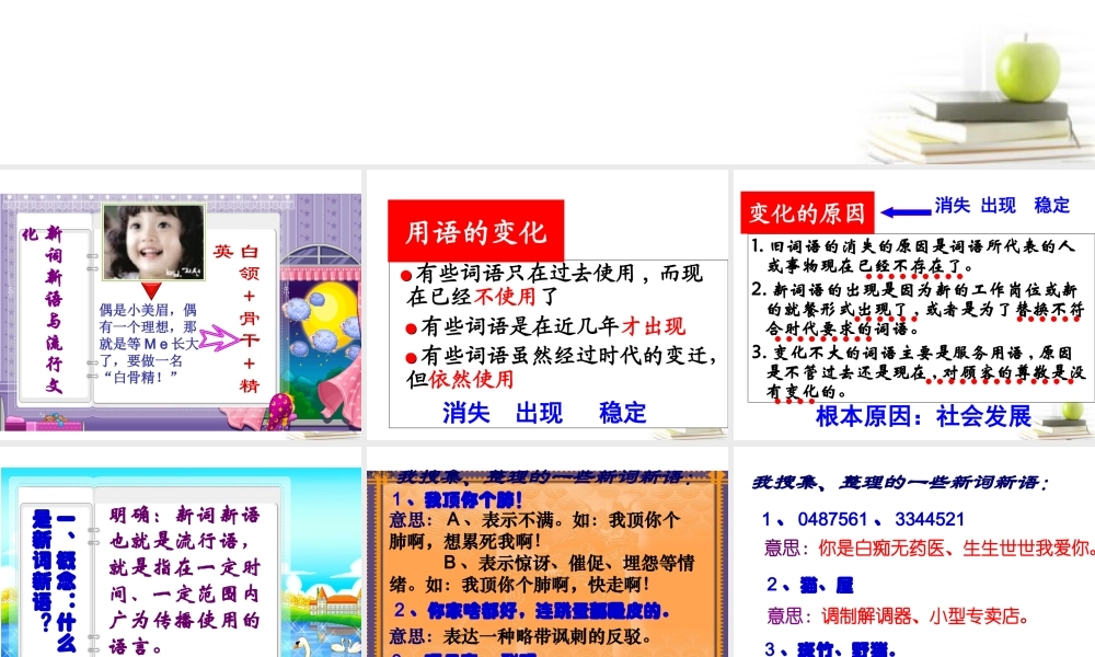 一部 新词典 ——新词语)课件2 新人教版选修(语言文字应用) 课件