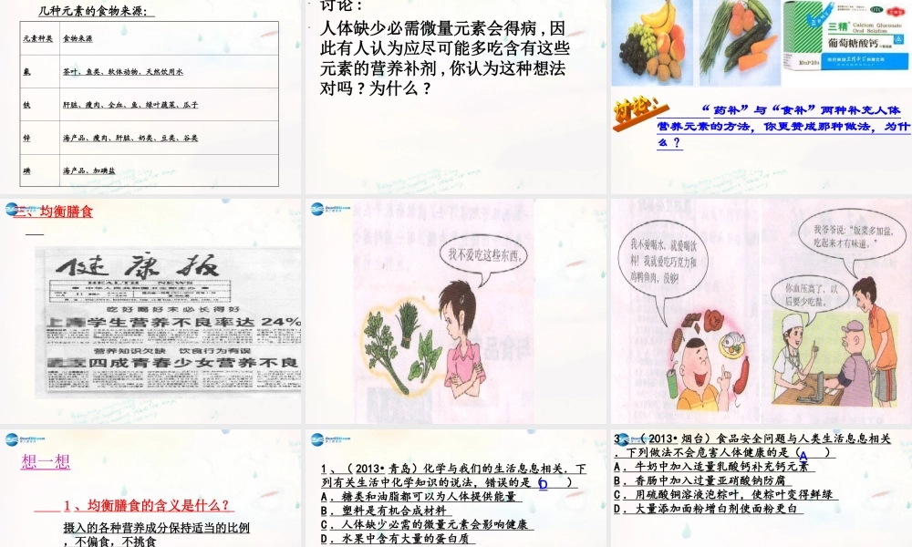 九年级化学下册 102 化学元素与人体健康课件 (新版)鲁教版 课件