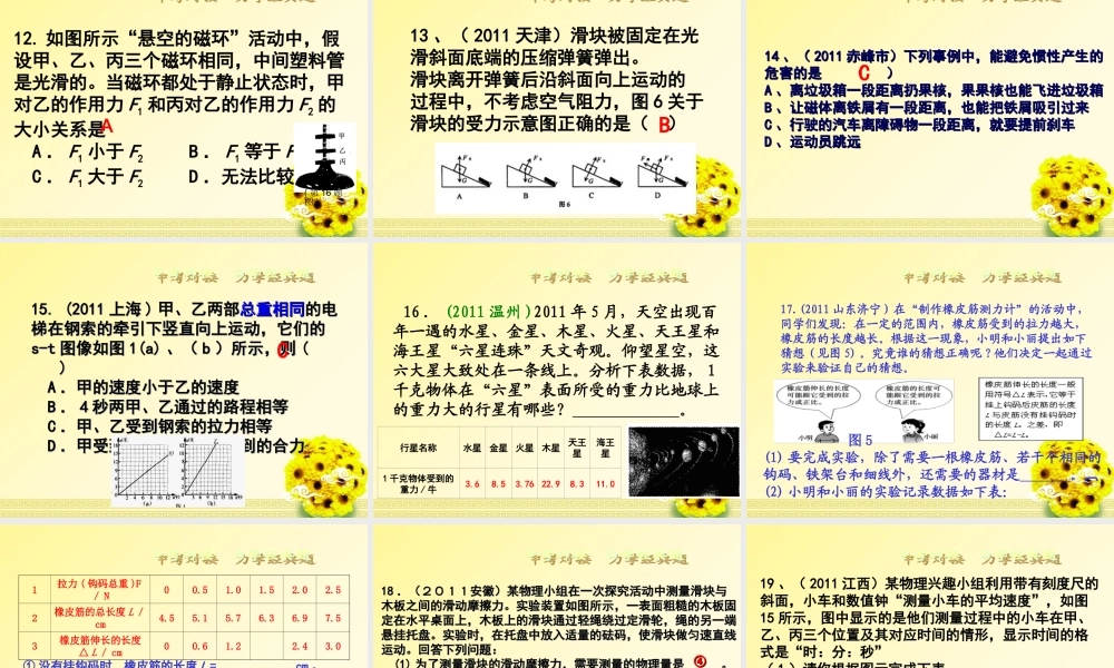 中考物理 对接 力学经典专题课件