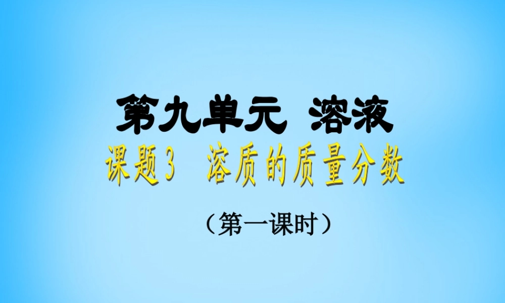 九年级化学下册 93 溶质的质量分数(第1课时)课件 新人教版 课件