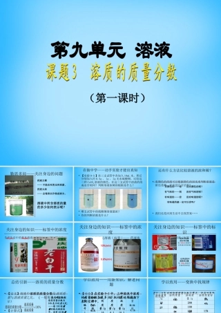 九年级化学下册 93 溶质的质量分数(第1课时)课件 新人教版 课件