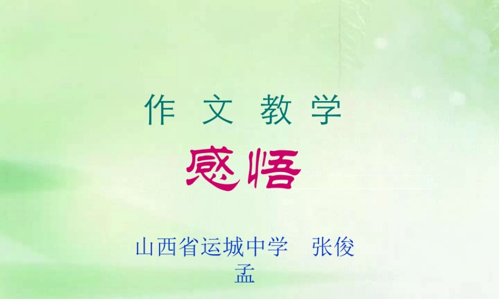 中考语文作文教学之感悟 试题