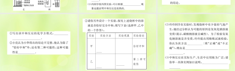 九年级化学下册 第十单元 酸和碱 实验专题(三)中和反应复习课件 (新版)新人教版 课件