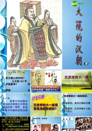 七年级历史上册 大一统的汉朝整理复习课件 人教新课标版 课件