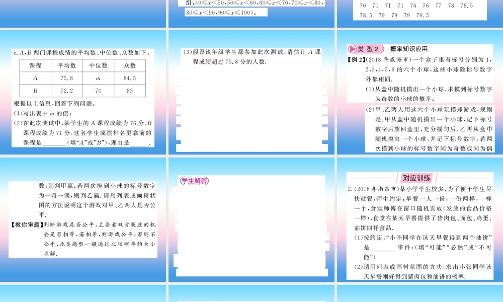 (课标版通用)中考数学总复习 第二轮 小专题集训 题型专攻 小专题(三)习题课件