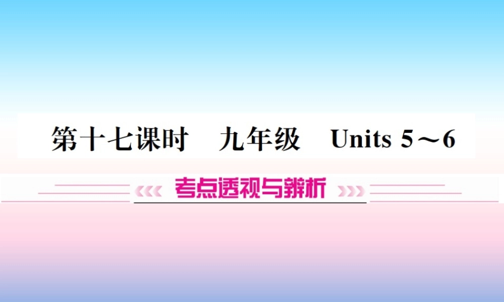 中考英语总复习 第一部分 教材同步复习篇 第十七课时 九全 Units 5 6习题课件