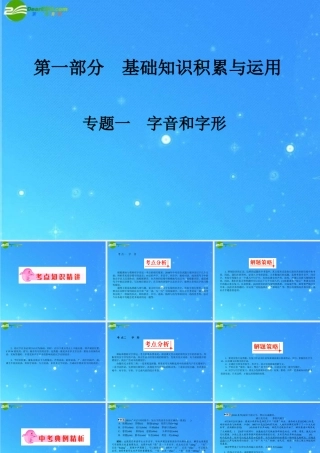 中考语文复习 字音和字形课件