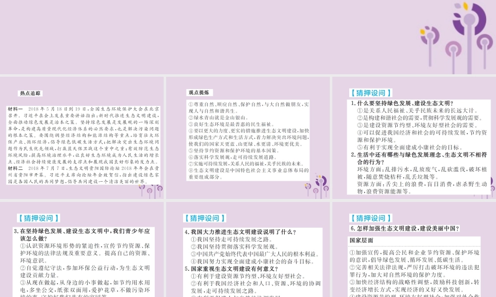 中考道德与法治总复习 板块五 生态文明建设课件