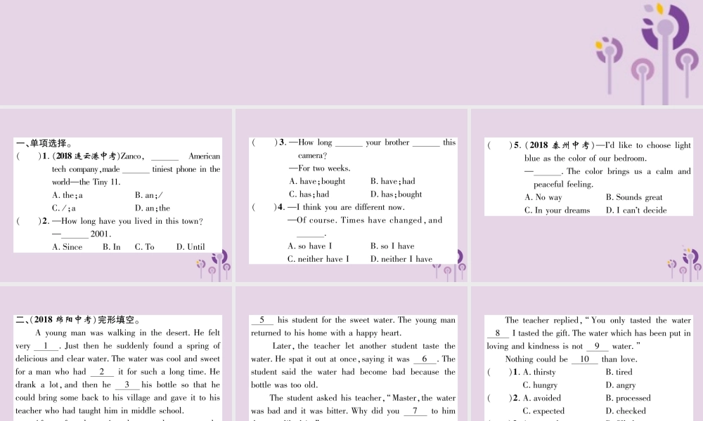 中考英语总复习 第一篇 教材知识梳理篇 组合训练15 八下 Units 9 10(精练)课件