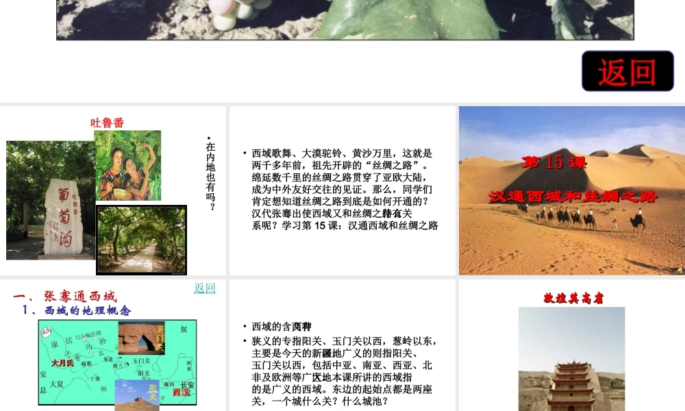 七年级历史上册汉通西域和丝绸之路课件人教版 课件