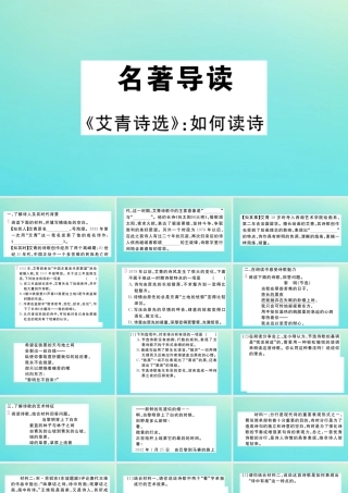 (贵州专版)九年级语文上册 第一单元 名著导读(艾青诗选)作业课件 新人教版 课件