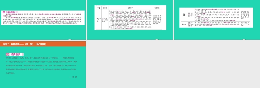 中考语文总复习 第二部分 语文积累与综合运用 专题二 名著阅读(简爱)课件