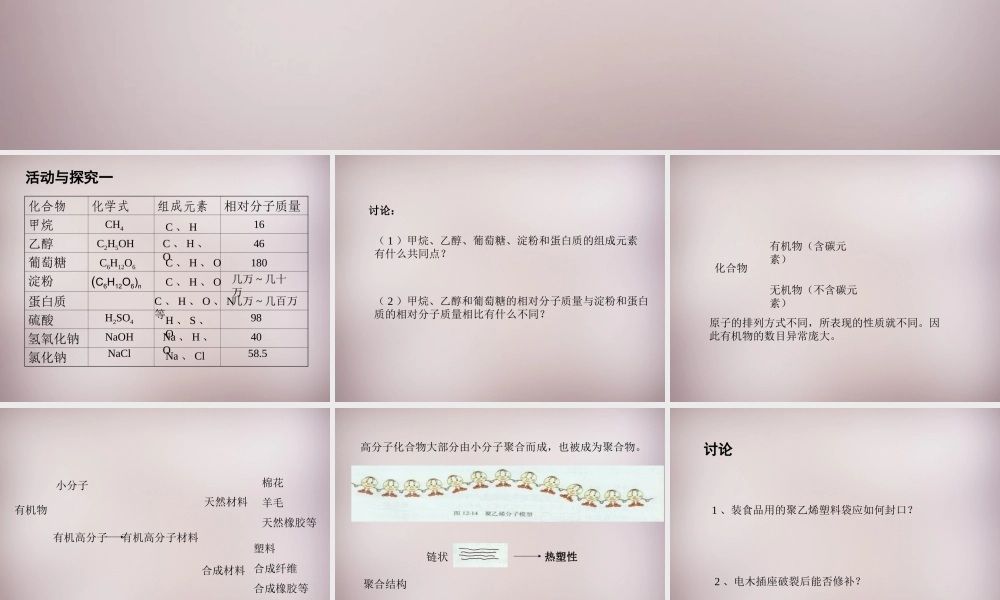 九年级化学下册 第十二单元 课题3 有机合成材料课件 (新版)新人教版 课件