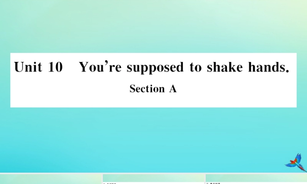 (河北专版)九年级英语全册 Unit 10 You re supposed to shake hands Section A习题课件 (新版)人教新目标版 课件