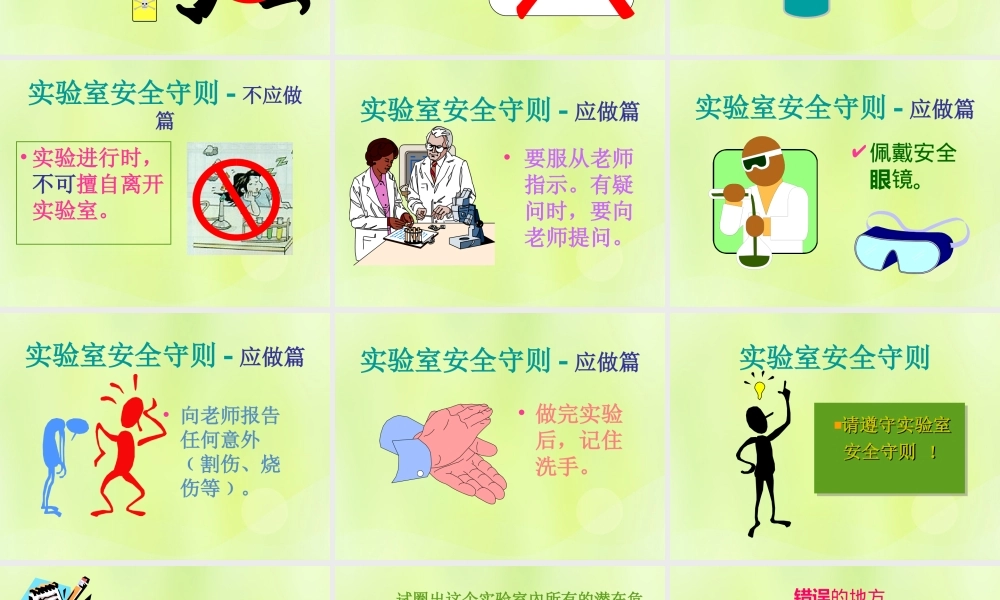 九年级化学上册 第1章 开启化学之门 第3节 怎样学习和研究化学(实验室安全)素材 沪教版 素材