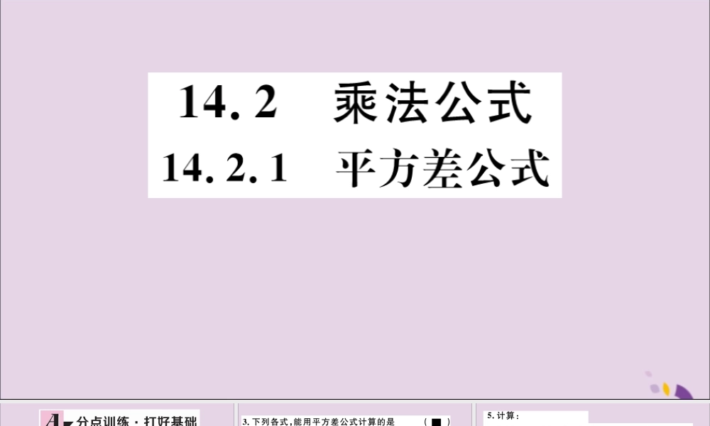 (通用)秋八年级数学上册 14.2 乘法公式 14.2.1 平方差公式习题讲评课件 (新版)新人教版 课件