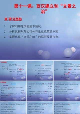 七年级历史上册 第3单元 秦汉时期 统一多民族国家的建立和巩固 第11课 西汉的建立和 文景之治 课件 新人教版 课件