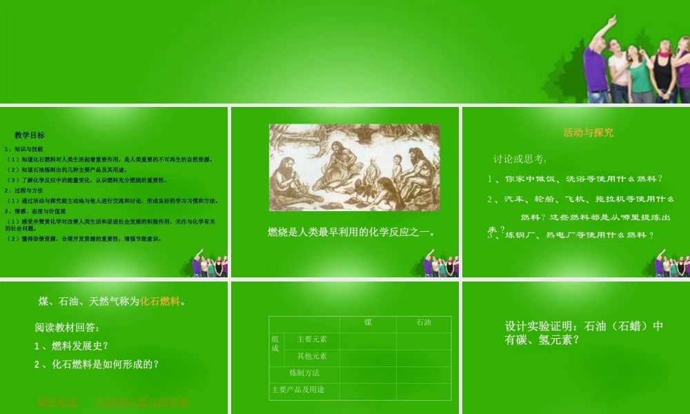 九年级化学上册 课题2燃料和热量课件1 人教新课标版 课件