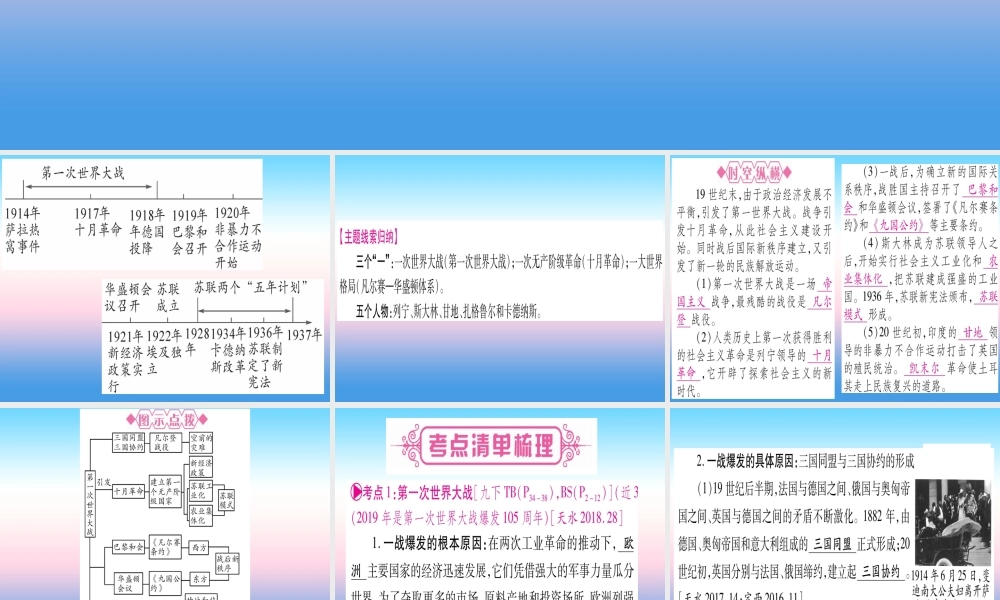 (甘肃专用)中考历史总复习 第一篇 考点系统复习 板块六 世界现代史 主题一 第一次世界大战和战后初期的世界(精讲)课件