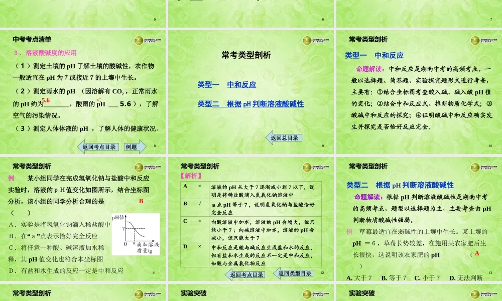 (湖南专用)中考化学总复习 第一部分 第十单元 酸和碱课时2课件(考点清单+13年中考试题) 课件