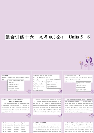 (贵阳专版)中考英语总复习 第1部分 教材知识梳理篇 组合训练16 九全 Units 5 6(精练)课件
