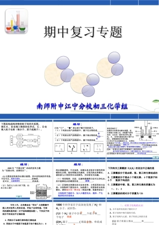 九年级化学南师附中江宁分校期中复习专题全国通用 试题