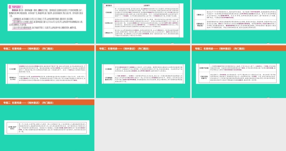 中考语文总复习 第二部分 语文积累与综合运用 专题二 名著阅读(格林童话)课件