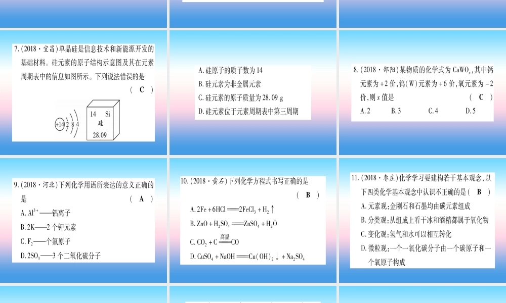 (云南专用)中考化学总复习 专项突破一 化学用语课件
