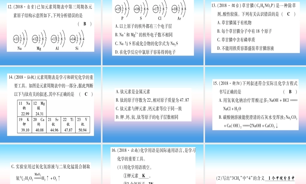 (云南专用)中考化学总复习 专项突破一 化学用语课件