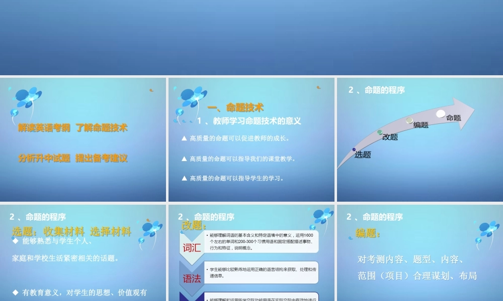 中考英语指导讲座资料复习 解读英语考纲 分析升中试题 了解命题技术 提出备考建议课件-2
