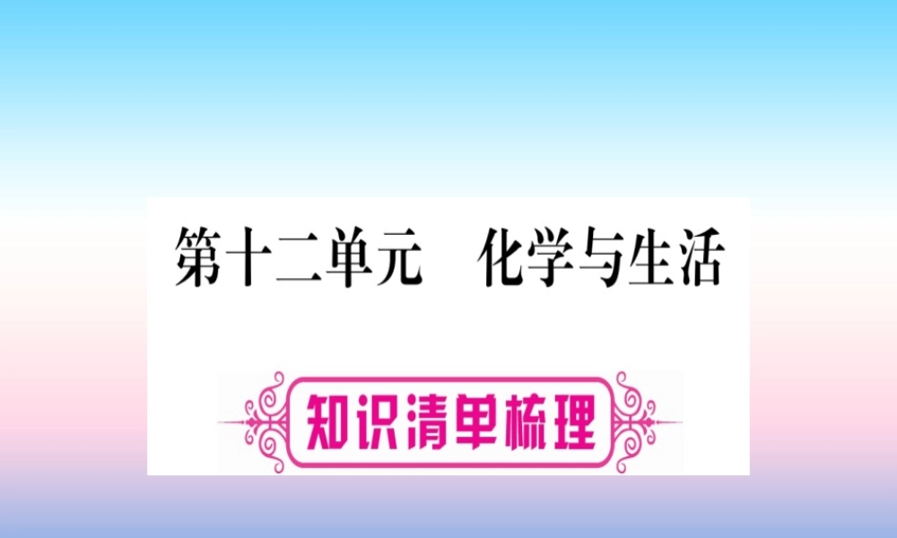 (湖北专版)中考化学总复习 第1部分 教材系统复习 九下 第12单元 化学与生活习题课件2 课件