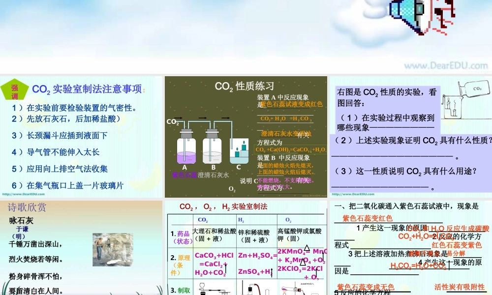 九年级化学二氧化碳综合知识训练 课件