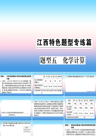 九年级化学下册 特色题型专练篇 题型五 化学计算习题课件 (新版)新人教版 课件