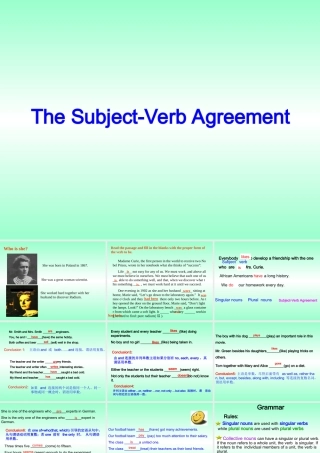 The Subject-Verb Agreement 新课标 人教版 课件