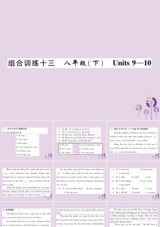 (贵阳专版)中考英语总复习 第1部分 教材知识梳理篇 组合训练13 八下 Units 9 10(精练)课件