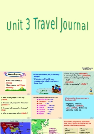 Module1 Unit3 Travel Journal warming up and reading 新课标 人教版 课件