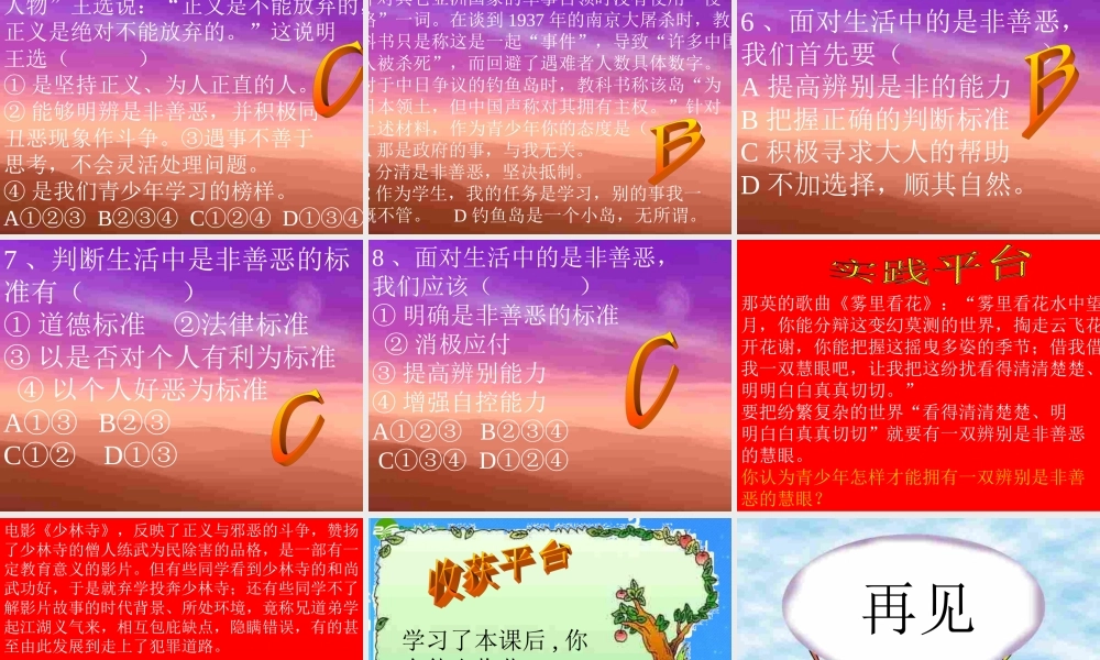 七年级政治下册 第十七课(看社会 辨是非)第一框课件 鲁教版  课件