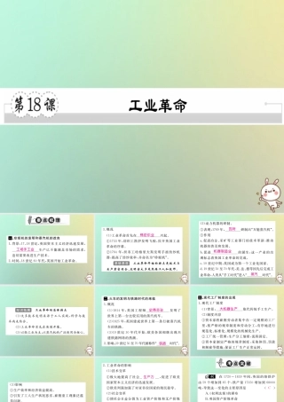 九年级历史上册 第七单元 工业革命、马克思主义的诞生和反殖民斗争 第18课 工业革命习题课件 川教版 课件