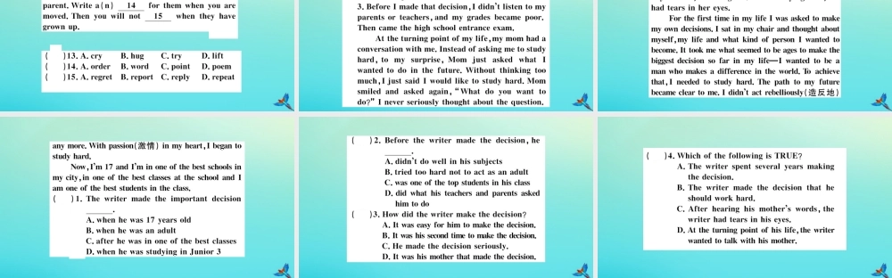 (江西专版)九年级英语全册 Unit 7 Teenagers should be allowed to choose their own clothes(第4课时)习题课件 (新版)人教新目标版 课件