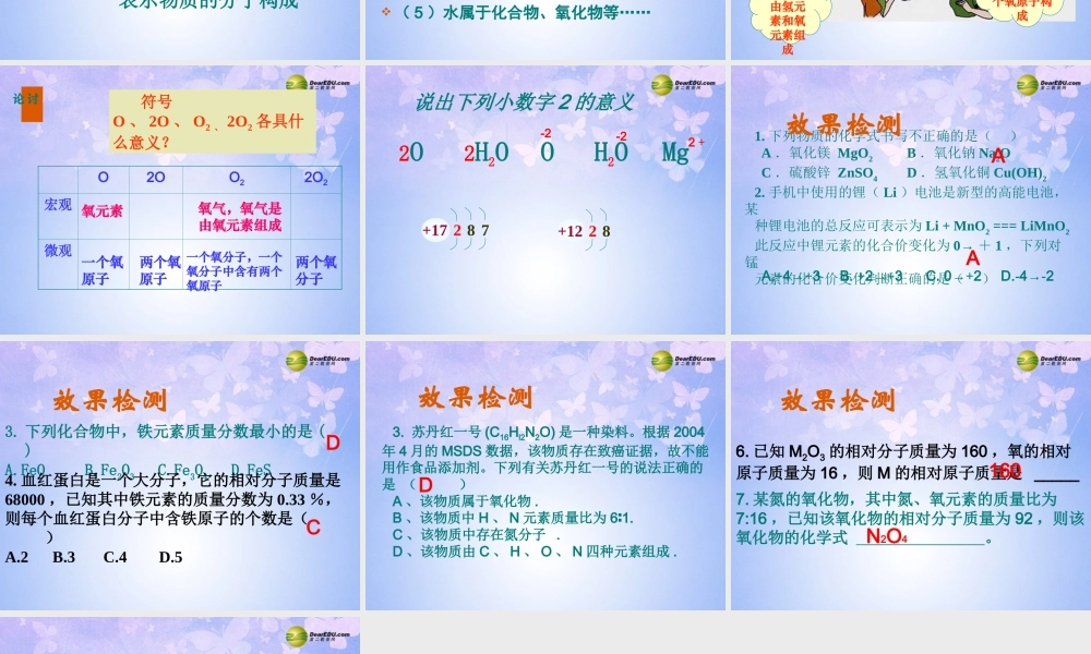 九年级化学上册 44 化学式与化合价课件 新人教版 课件