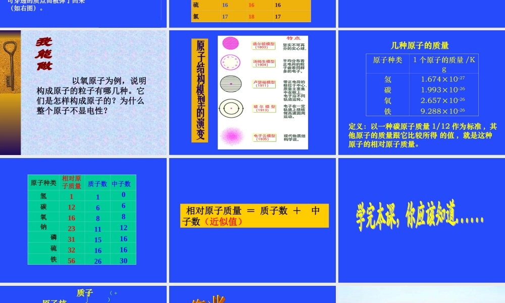 九年级化学原子的构成课件二 新课标 人教版 课件