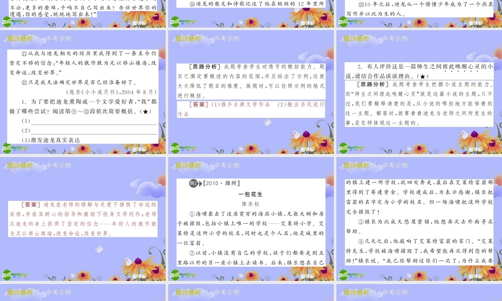 中考语文复习方案 (小说阅读—梳理小说情节，理解小说主题)课件 人教新课标版 课件