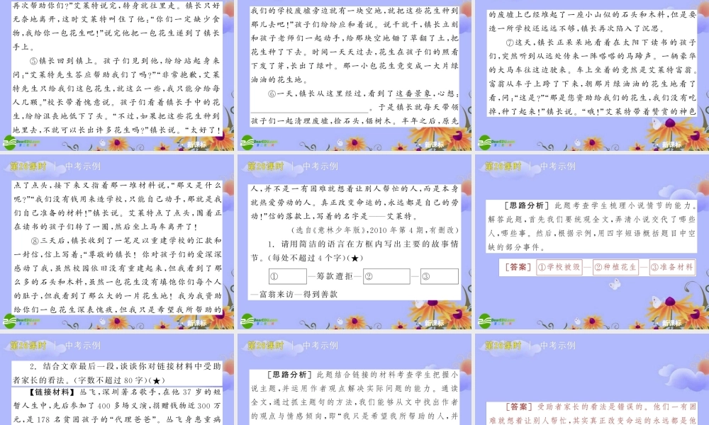 中考语文复习方案 (小说阅读—梳理小说情节，理解小说主题)课件 人教新课标版 课件