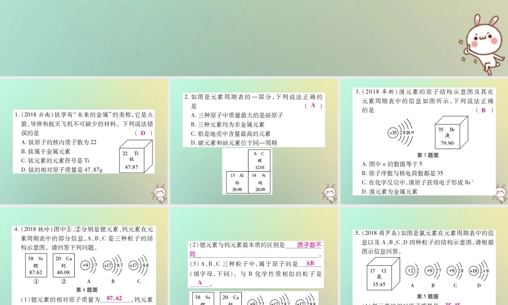 九年级化学上册 小专题4 元素周期表课件 (新版)新人教版 课件